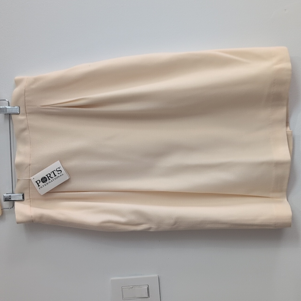 Ports International Vintage Ivory Wool Straight Skirt Waist 15" Fits Size 6/8
